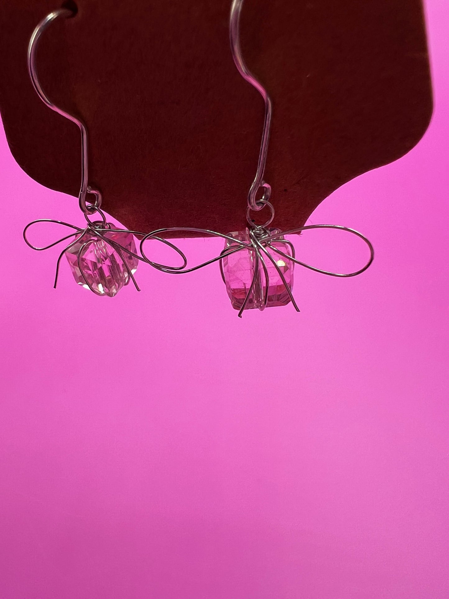 Silver and pink dangly handmade presents