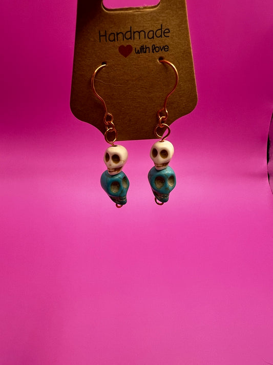 Copper Teal & White Stacker Skulls
