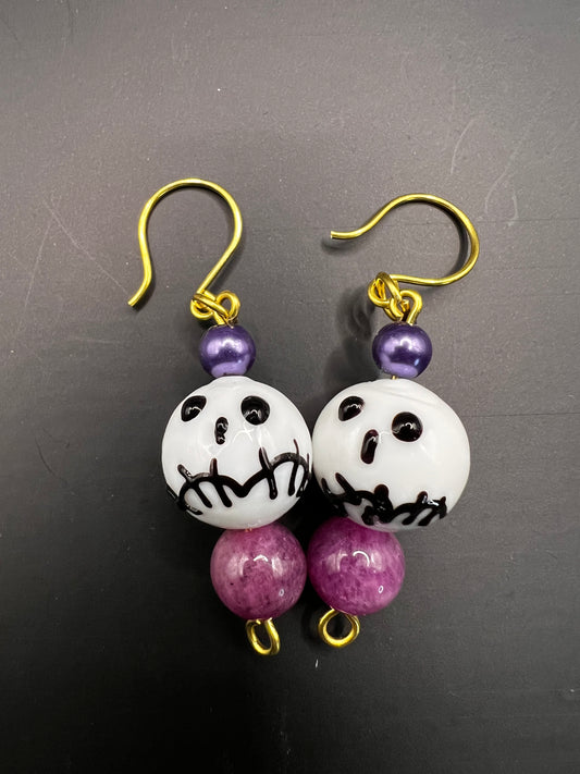 Gold & Purple Nightmare Before Christmas Style Earrings