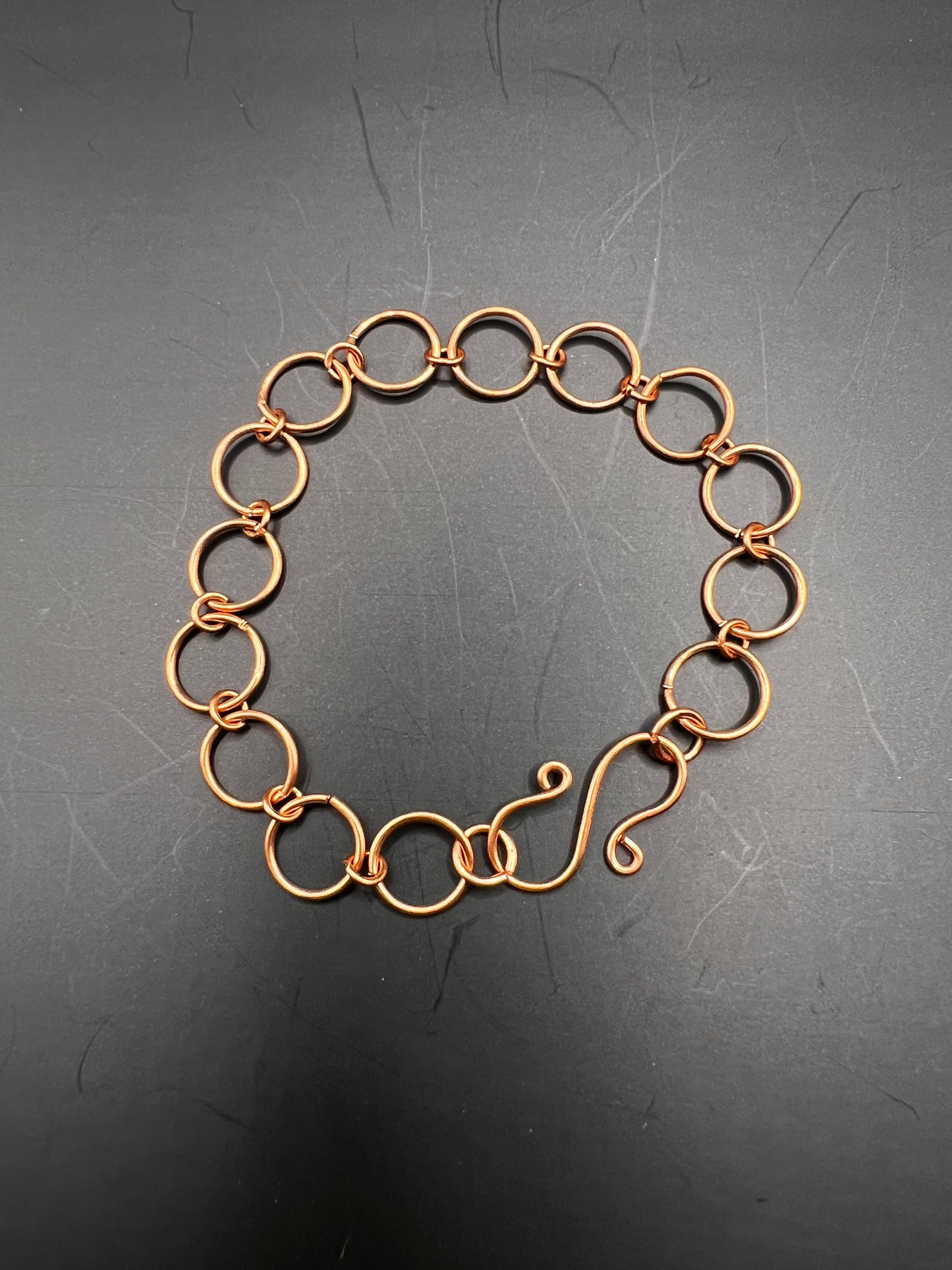 Copper loops bracelet with S Hook Clasp