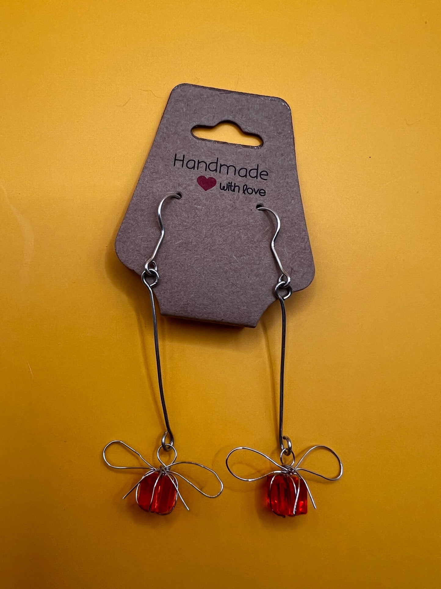 Dangly Silver Handmade Orange Present