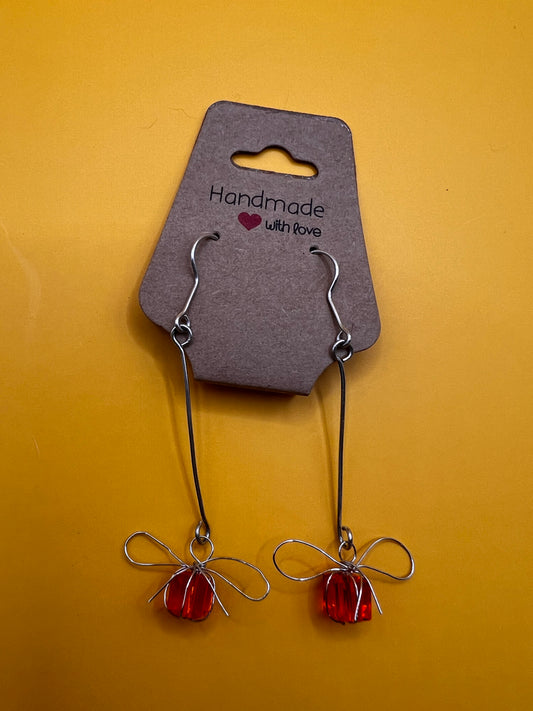 Dangly Silver Handmade Orange Present