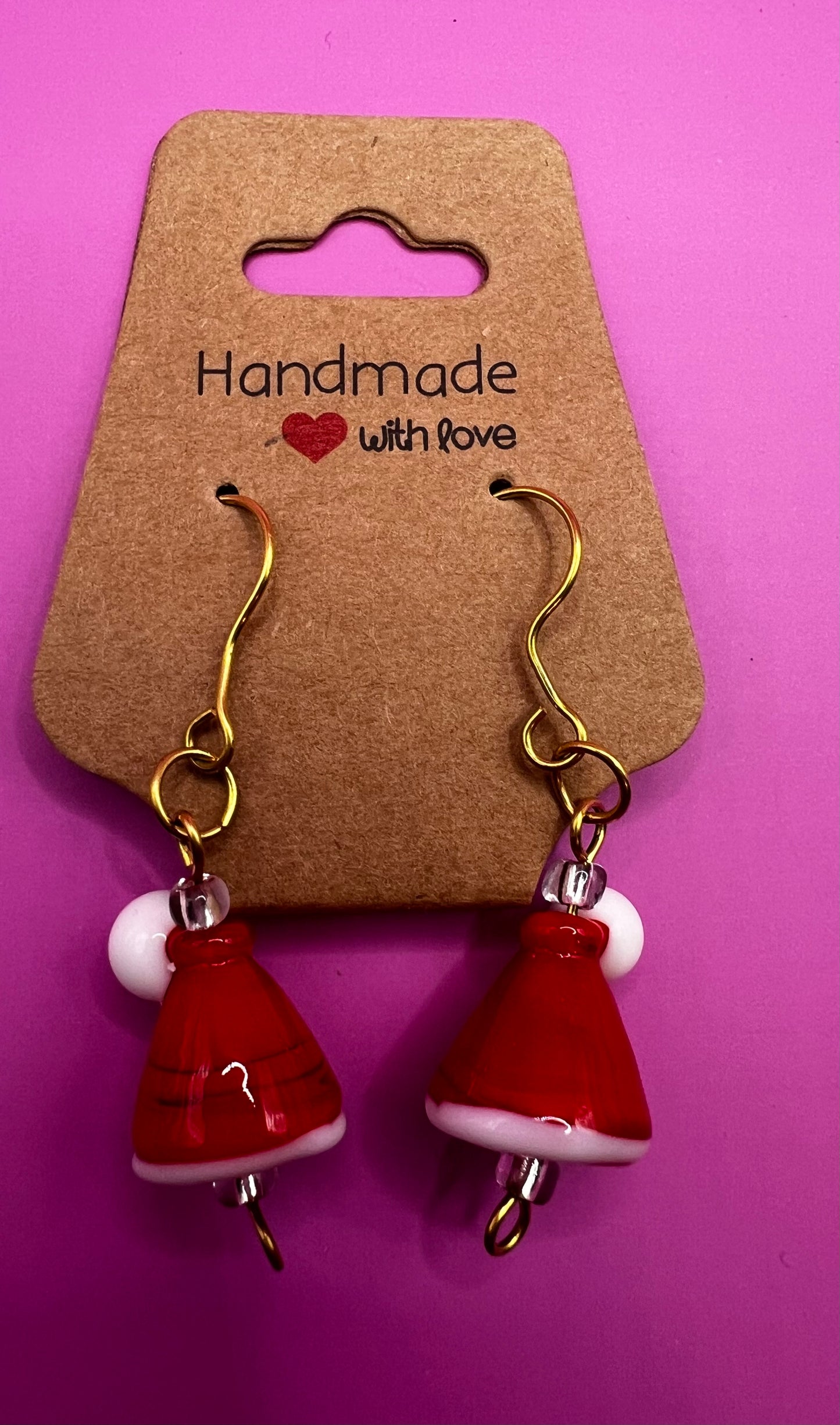 Gold earrings with Santa Hat