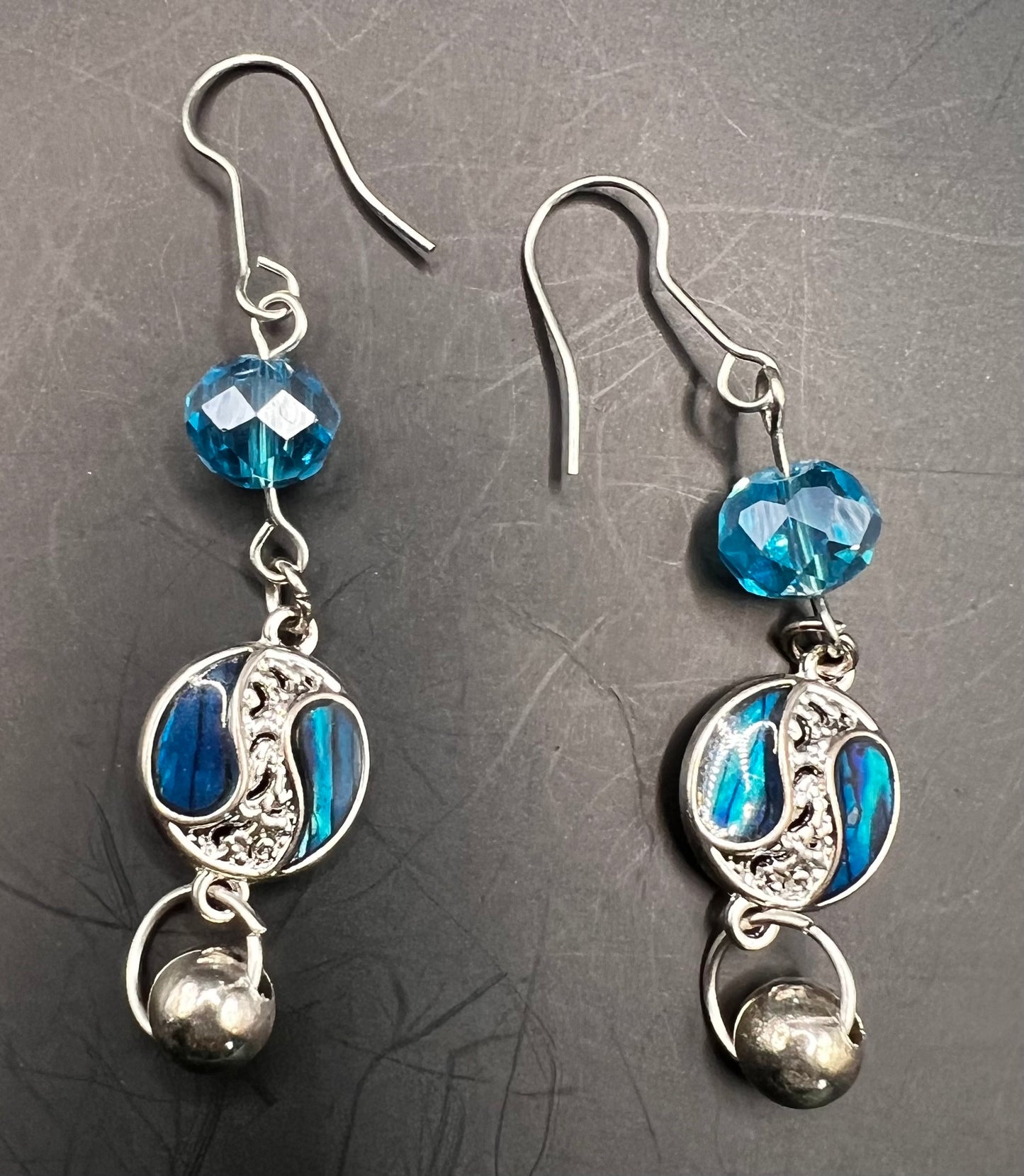 Silver and Teal Dangle Earrings