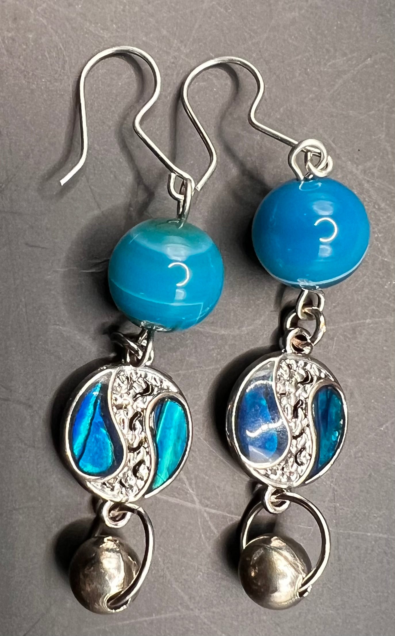 Silver and Teal Dangle Earrings