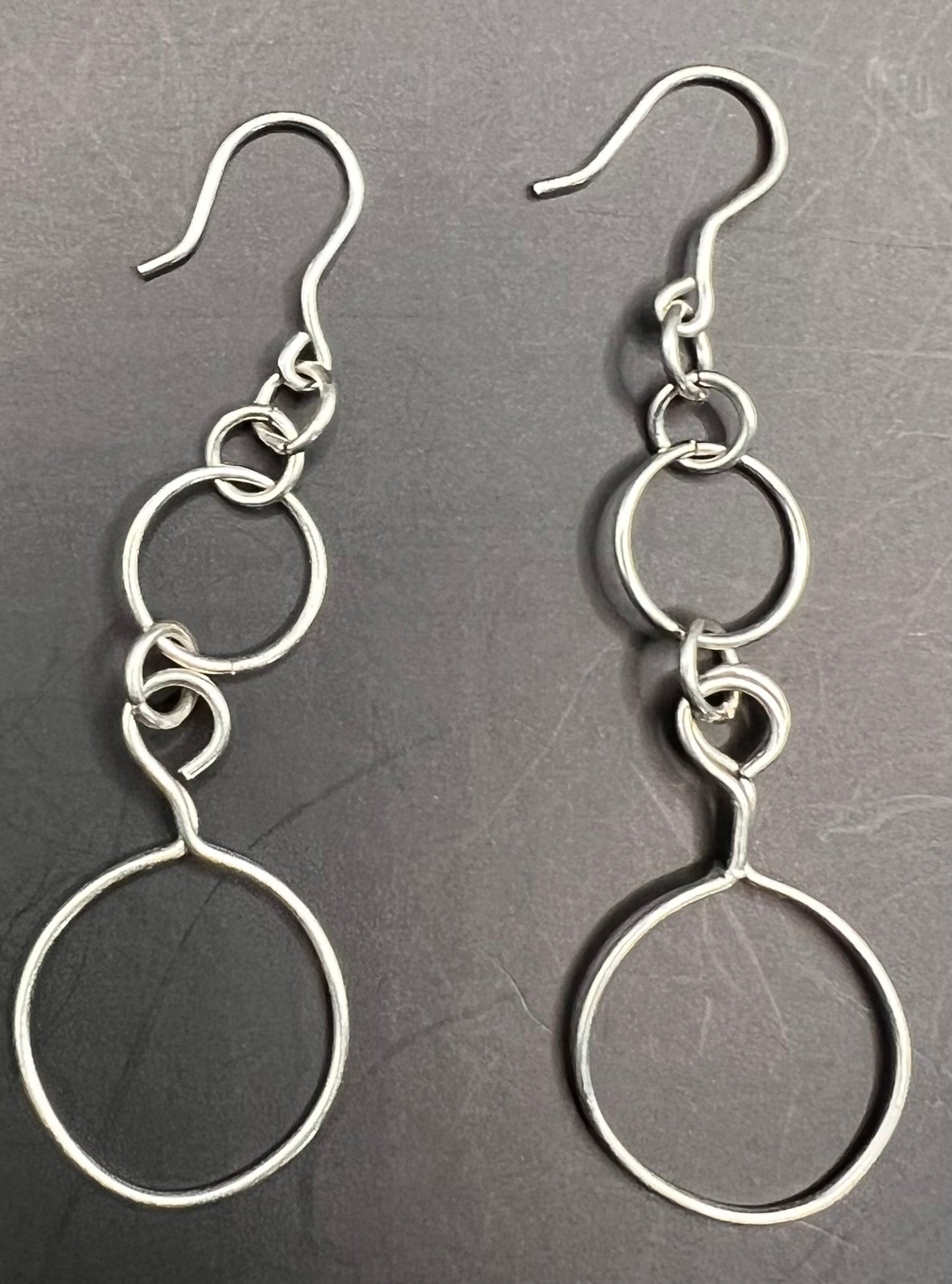 Silver Dangle Earrings with Hoops