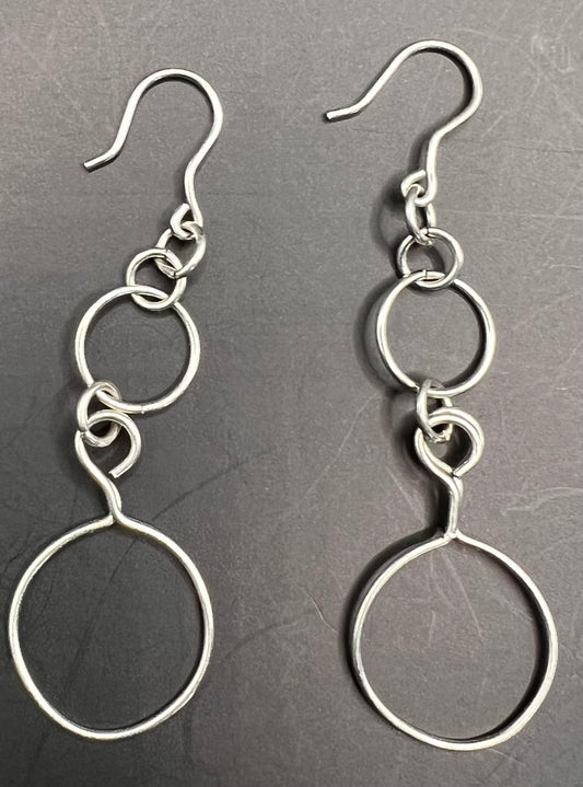 Silver Dangle Earrings with Hoops
