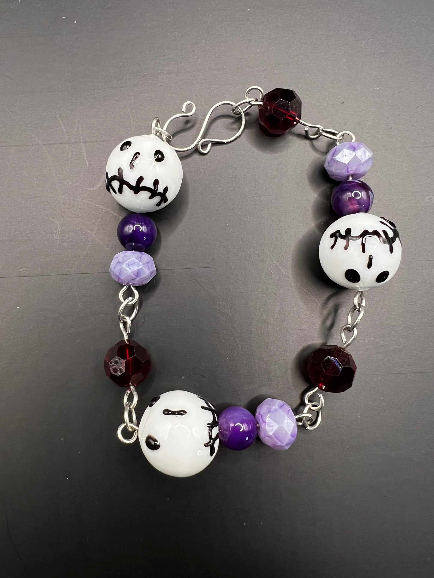 Silver & Purple Nightmare Before Christmas Style Bracelet