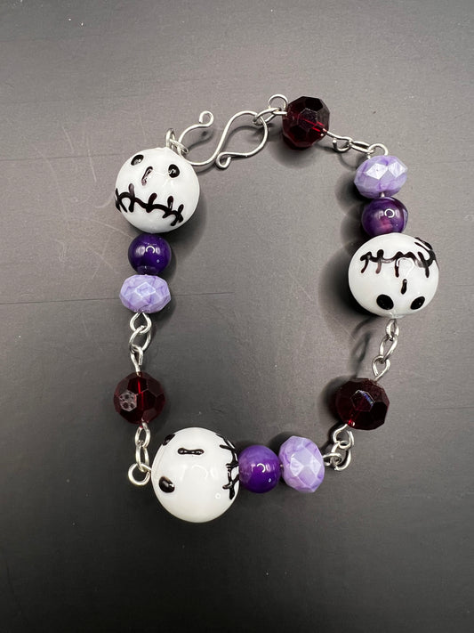 Silver & Purple Nightmare Before Christmas Style Bracelet